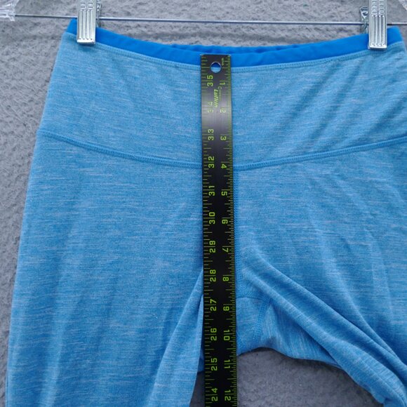 Prana Womens Cropped Athletic Legging‎ Small Blue Hem Cutout Workout Yoga - Picture 10 of 15